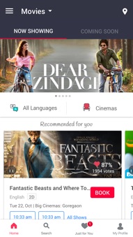 BookMyShow Mobile App Android - Movie Showcase