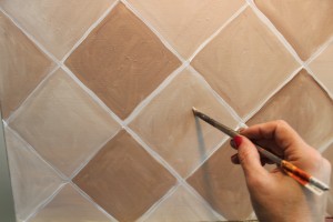 How to Hand-Paint a Faux Tile Back splash