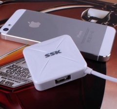 SSK飚王 烽火SHU027 USB2.0 HUB 一拖四 4口集线 电脑扩展分线器 白色 烽火SH