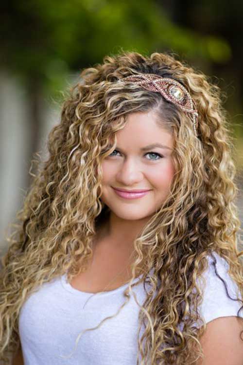 Thick Curly Hairstyle with Headband for Girls