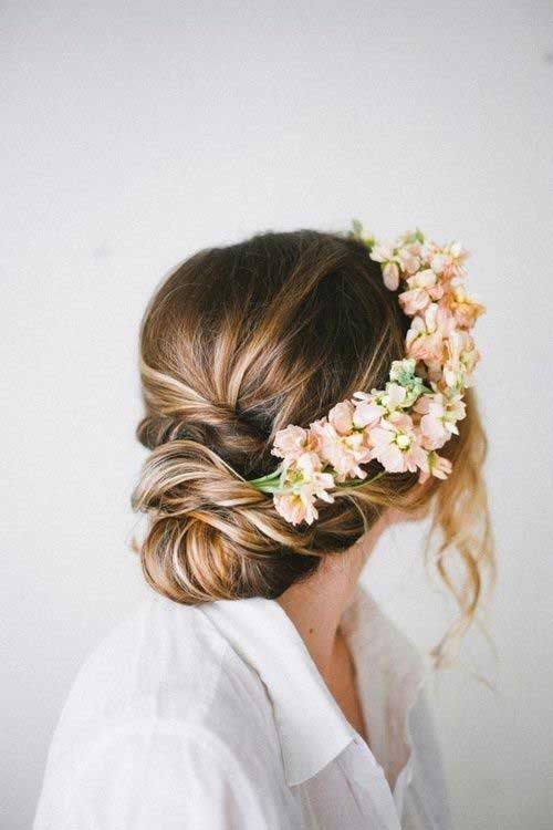 Floral Loose Updo Hairstyle for Wedding