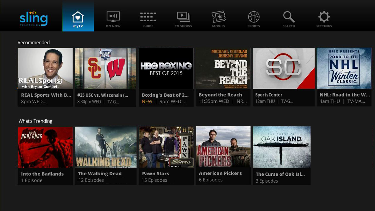 While the interface has an extra set of rows, Sling TV users will be right at home.