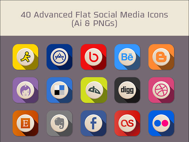 40-Free-Advanced-Flat-Social-Media-Icons