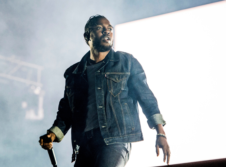 FILE – In this July 7, 2017, file photo, Kendrick Lamar performs during the Festival d’ete de Quebec in Quebec City, Canada. Lamar was nominated for a Golden Globe for best original song for “All the Stars,” from the film “Black Panther.” He shares the nomination with Anthony Tiffith, Mark Spears, Solana Rowe and Al Shuckburgh.  The 76th Golden Globe Awards will be held on Sunday, Jan. 6.  (Photo by Amy Harris/Invision/AP, File)