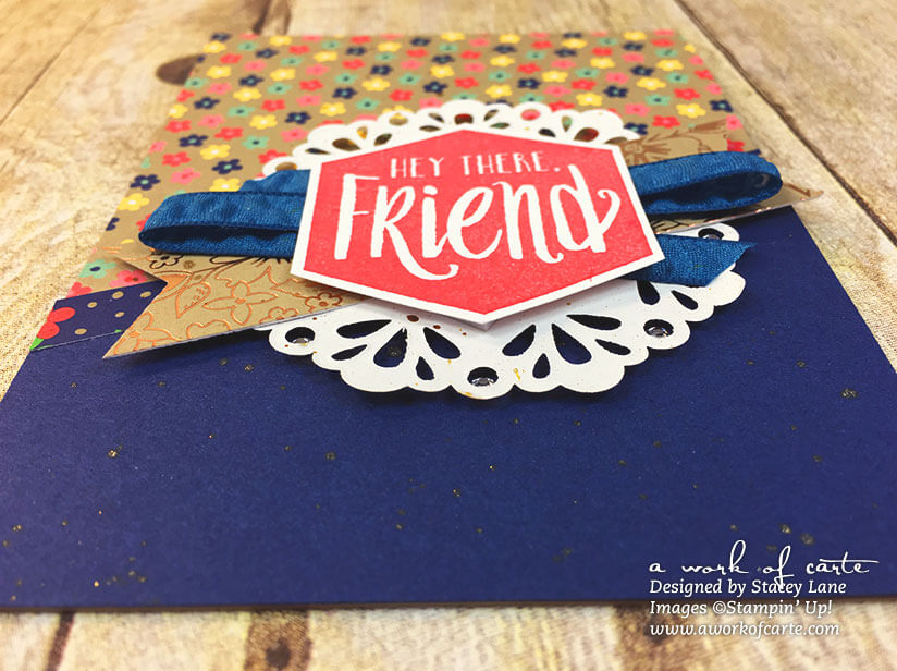 Hey There Friend card featuring Scenic Sayings stamps and Affectionately Yours Designer Series Paper