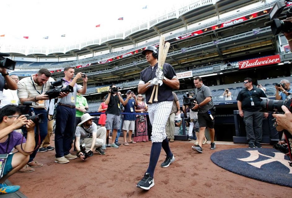 New York Yankees designated hitter Alex Rodriguez walks