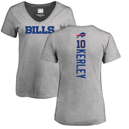 #10 Ash Jeremy Kerley Buffalo Bills Jersey: Football Women's T-Shirt Backer V-Neck3831759
