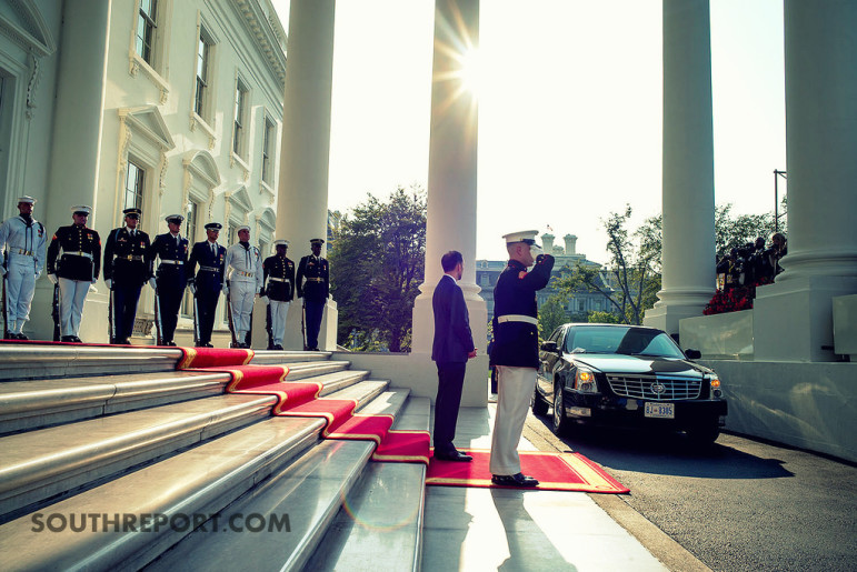 President's car arriving at white house