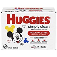 HUGGIES Simply Clean Fragrance-Free Baby Wipes, Soft Pack (9-Pack, 576 Sheets Total), Alcohol-Free, Hypoallergenic (Packaging May Vary)