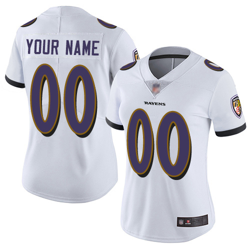 Women's White Road Limited Football Jersey: Baltimore Ravens Customized Vapor Untouchable  Jersey