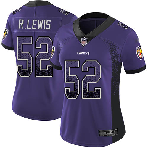 Women's Ray Lewis Purple Limited Football Jersey: Baltimore Ravens #52 Rush Drift Fashion  Jersey