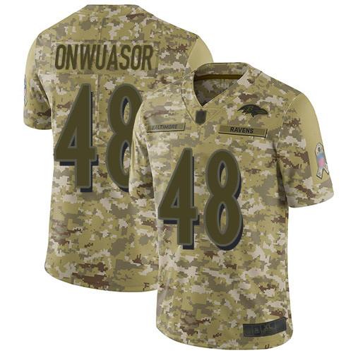 Youth Patrick Onwuasor Camo Limited Football Jersey: Baltimore Ravens #48 2018 Salute to Service  Jersey