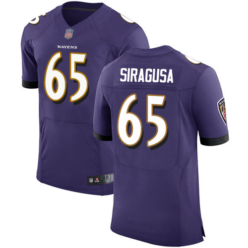 Men's Nico Siragusa Purple Home Elite Football Jersey: Baltimore Ravens #65  Jersey