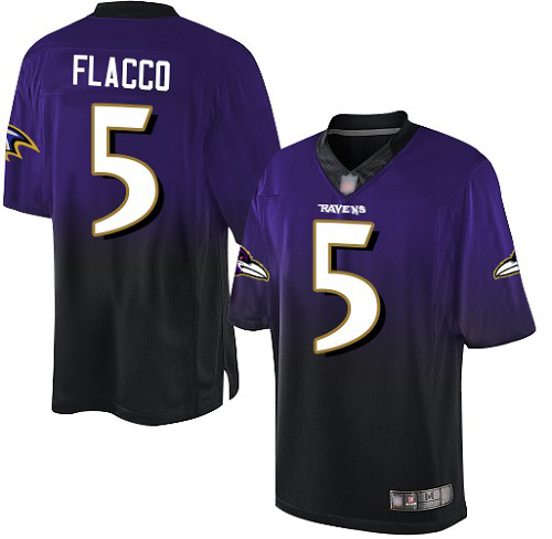 Youth Joe Flacco Purple/Black Elite Football Jersey: Baltimore Ravens #5 Fadeaway  Jersey