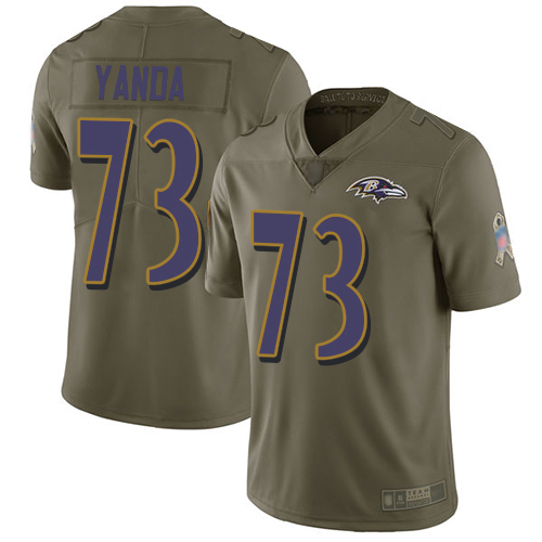 Youth Marshal Yanda Olive Limited Football Jersey: Baltimore Ravens #73 2017 Salute to Service  Jersey