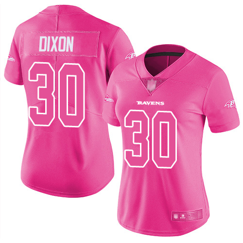 Women's Kenneth Dixon Pink Limited Football Jersey: Baltimore Ravens #30 Rush Fashion  Jersey