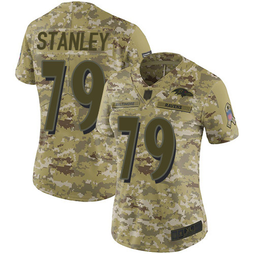Women's Ronnie Stanley Camo Limited Football Jersey: Baltimore Ravens #79 2018 Salute to Service  Jersey