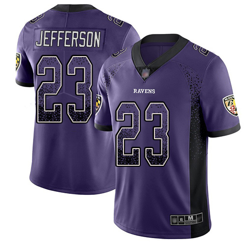 Men's Tony Jefferson Purple Limited Football Jersey: Baltimore Ravens #23 Rush Drift Fashion  Jersey