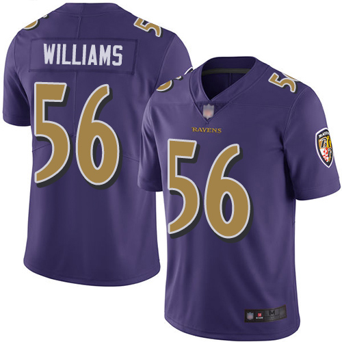 Youth Tim Williams Purple Limited Football Jersey: Baltimore Ravens #56 Rush Vapor Untouchable  Jersey