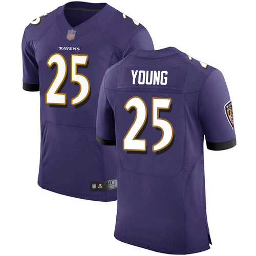 Men's Tavon Young Purple Home Elite Football Jersey: Baltimore Ravens #25  Jersey