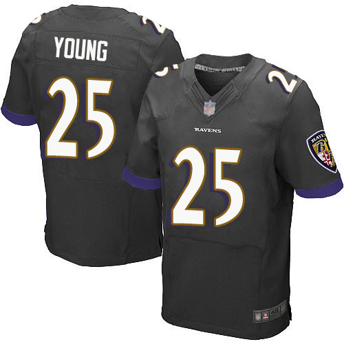 Men's Tavon Young Black Alternate Elite Football Jersey: Baltimore Ravens #25  Jersey