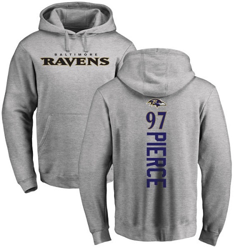 Michael Pierce Ash Backer Football : Baltimore Ravens #97 Pullover Hoodie