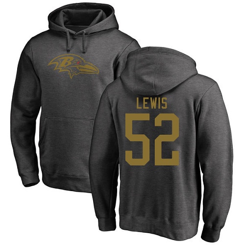 Ray Lewis Ash One Color Football : Baltimore Ravens #52 Pullover Hoodie