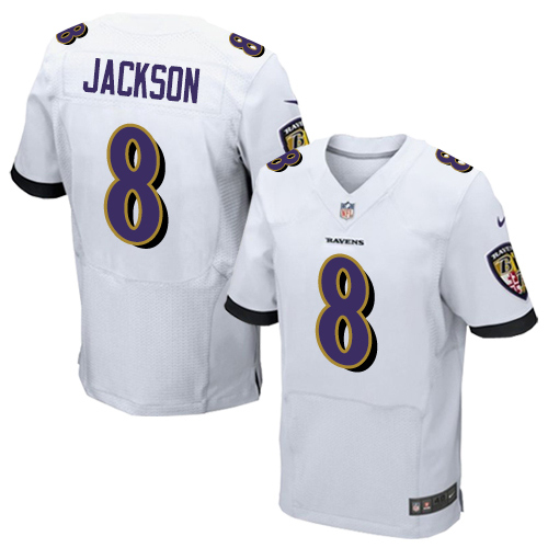 Men's Lamar Jackson White Road Elite Football Jersey: Baltimore Ravens #8  Jersey