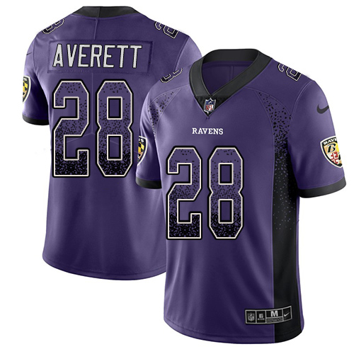 Men's Anthony Averett Purple Limited Football Jersey: Baltimore Ravens #28 Rush Drift Fashion  Jersey
