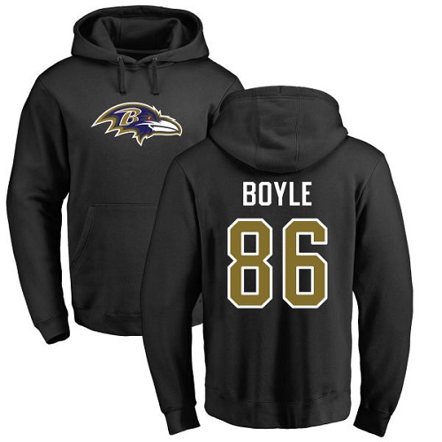 Nick Boyle Black Name & Number Logo Football : Baltimore Ravens #86 Pullover Hoodie