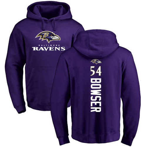 Tyus Bowser Purple Backer Football : Baltimore Ravens #54 Pullover Hoodie