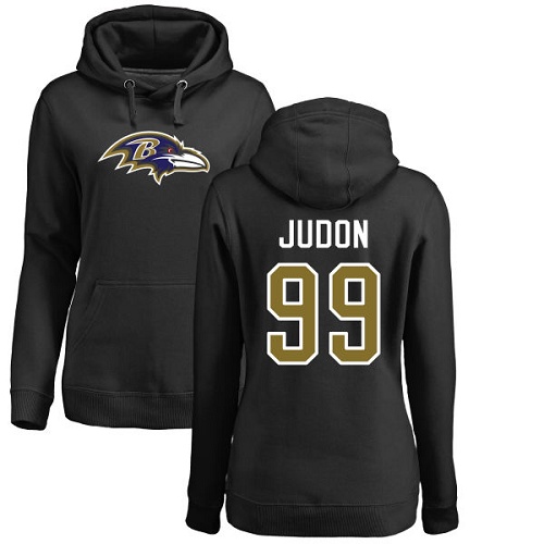 Women's Matt Judon Black Name & Number Logo Football : Baltimore Ravens #99 Pullover Hoodie