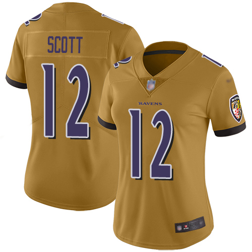 Women's Jaleel Scott Ash One Color Football : Baltimore Ravens #12 Pullover Hoodie