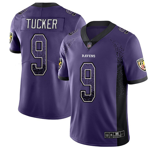 Youth Justin Tucker Purple Limited Football Jersey: Baltimore Ravens #9 Rush Drift Fashion  Jersey