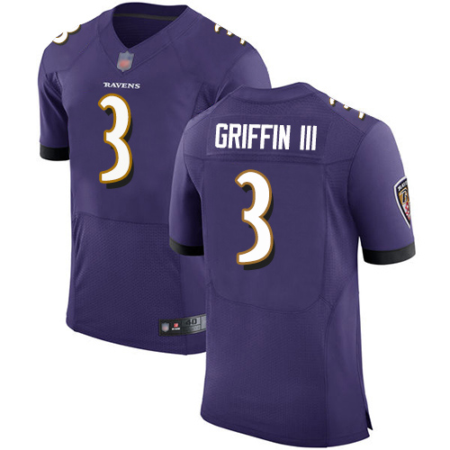 Men's Robert Griffin III Purple Home Elite Football Jersey: Baltimore Ravens #3 Vapor Untouchable  Jersey