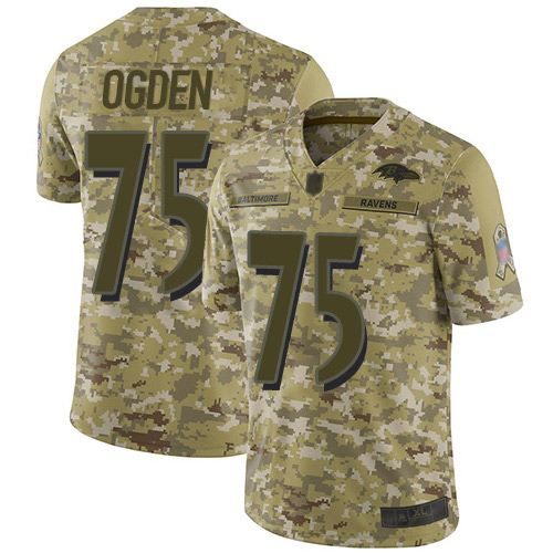 Youth Jonathan Ogden Camo Limited Football Jersey: Baltimore Ravens #75 2018 Salute to Service  Jersey