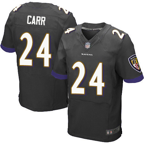 Men's Brandon Carr Black Alternate Elite Football Jersey: Baltimore Ravens #24  Jersey