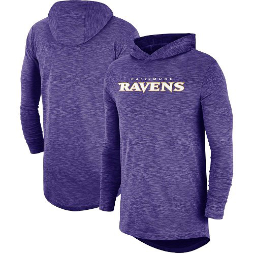 Football Men's  Baltimore Ravens Purple Sideline Slub Performance Hooded Long Sleeve T-shirt