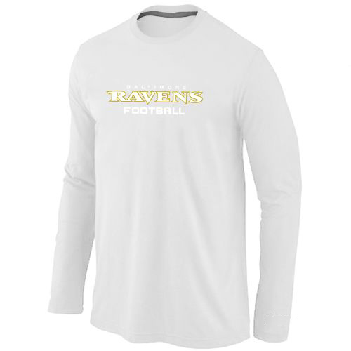 Baltimore Ravens Authentic Font Long Sleeve Football T-Shirt - White