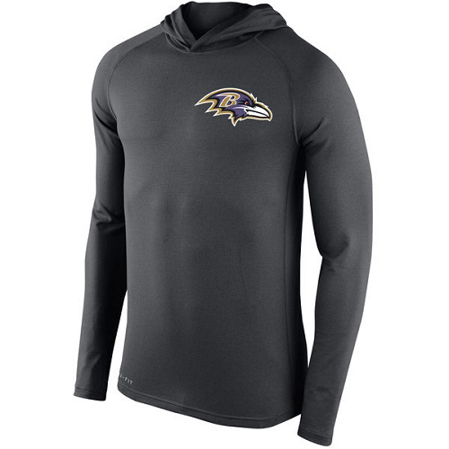 Football Men's Baltimore Ravens  Charcoal Stadium Touch Hooded Performance Long Sleeve T-Shirt