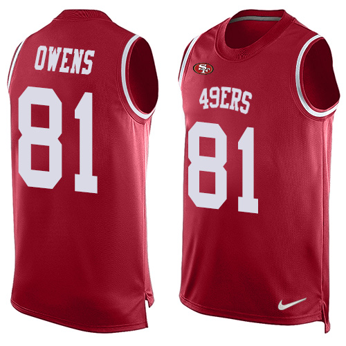 Men's Terrell Owens Red Limited Football Jersey: San Francisco 49ers #81 Player Name & Number Tank Top  Jersey