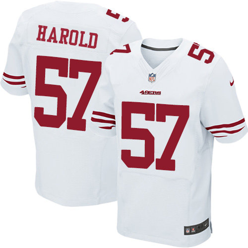 Men's Eli Harold White Road Elite NFL Jersey: San Francisco 49ers #57 Vapor Untouchable Nike Jersey