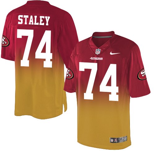 Men's Joe Staley Red/Gold Elite Football Jersey: San Francisco 49ers #74 Fadeaway  Jersey