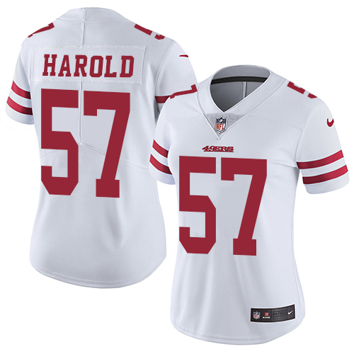 Women's Eli Harold White Road Elite NFL Jersey: San Francisco 49ers #57 Vapor Untouchable Nike Jersey