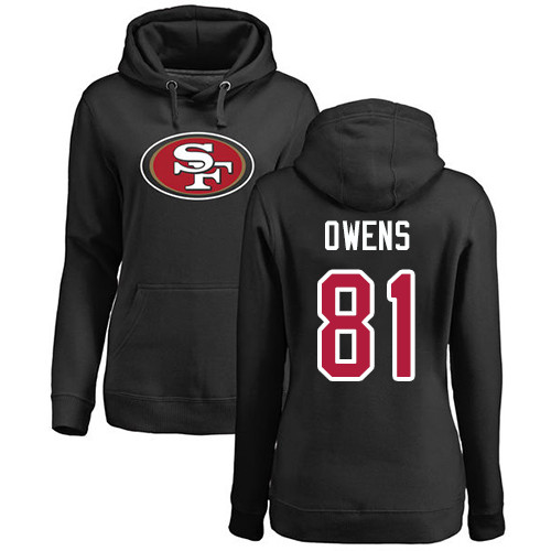 Women's Terrell Owens Black Name & Number Logo Football : San Francisco 49ers #81 Pullover Hoodie