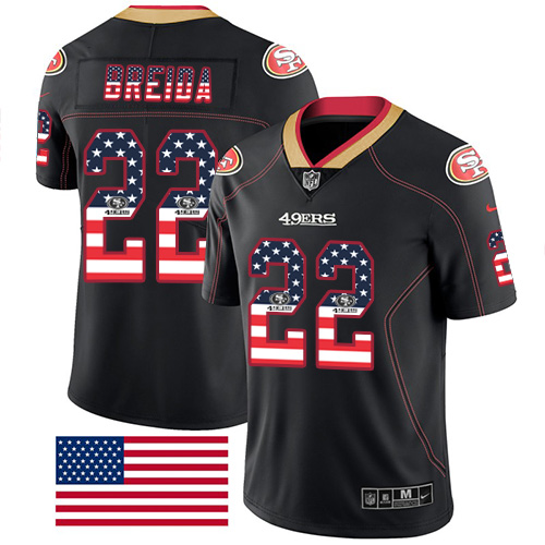 Men's Matt Breida Black Limited Football Jersey: San Francisco 49ers #22 Rush USA Flag  Jersey