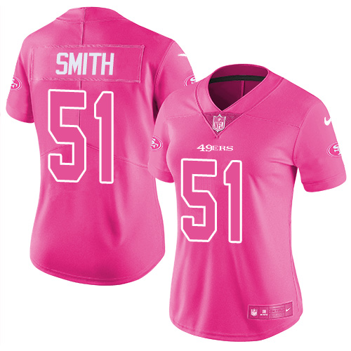 Women's Malcolm Smith Pink Limited Football Jersey: San Francisco 49ers #51 Rush Fashion  Jersey