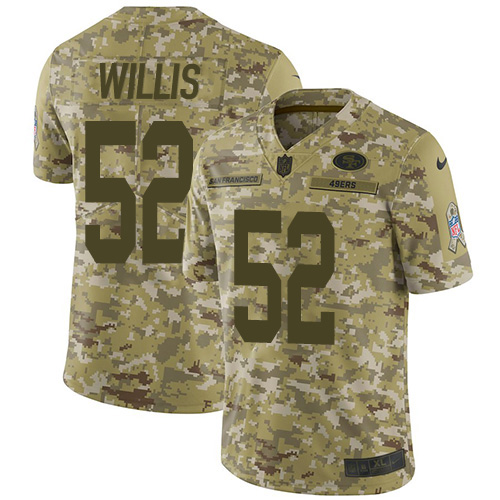 Youth Patrick Willis Camo Limited Football Jersey: San Francisco 49ers #52 2018 Salute to Service  Jersey