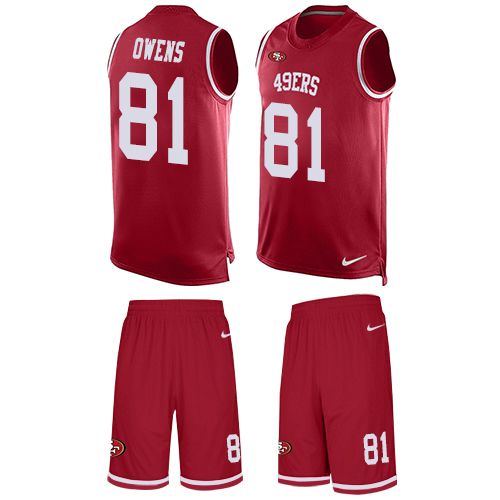 Men's Terrell Owens Red Limited Football Jersey: San Francisco 49ers #81 Tank Top Suit  Jersey