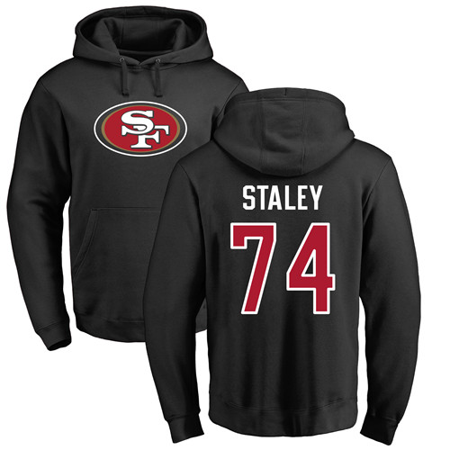 Joe Staley Black Name & Number Logo Football : San Francisco 49ers #74 Pullover Hoodie